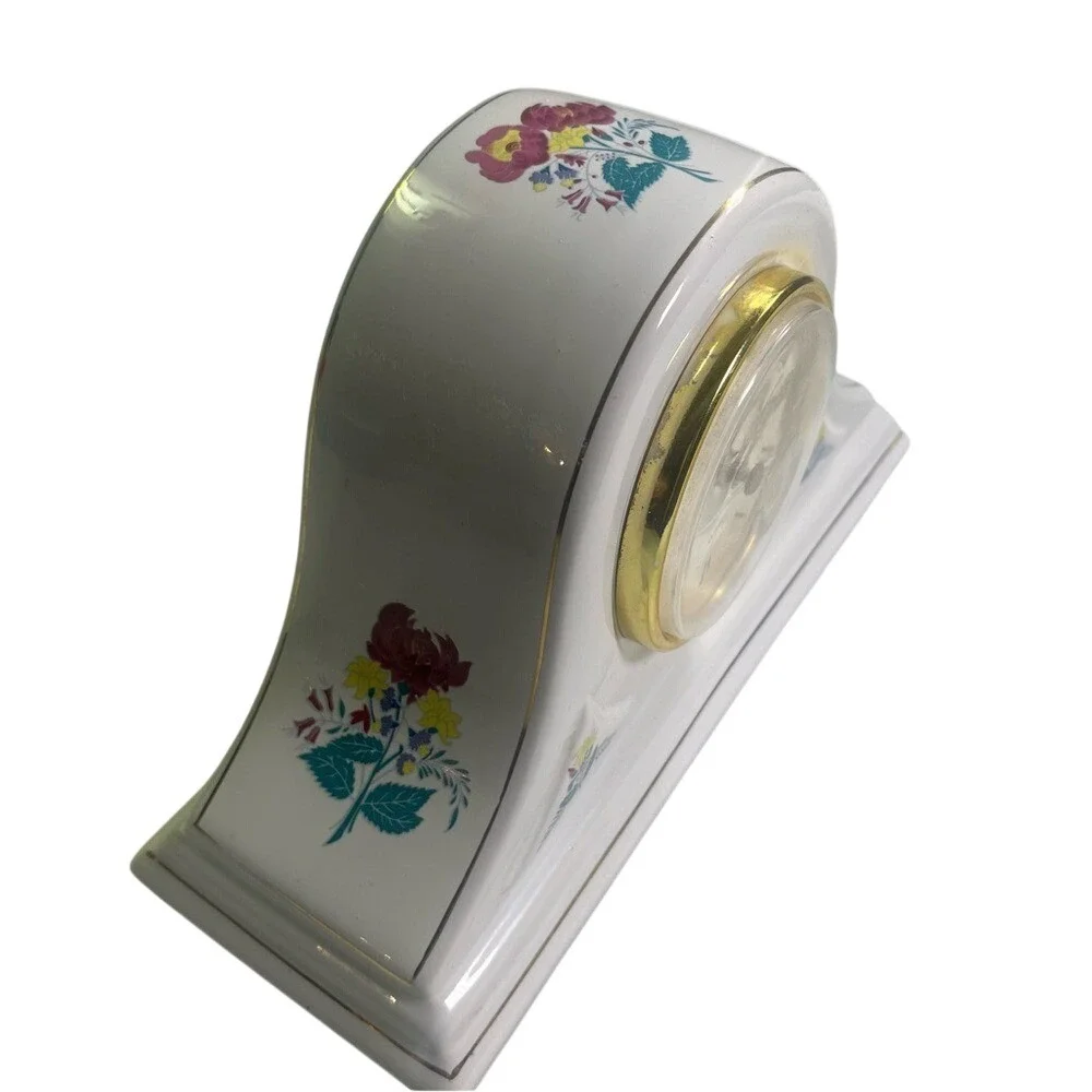 Laura Ashley White Mantel Clock with Floral Design‎
